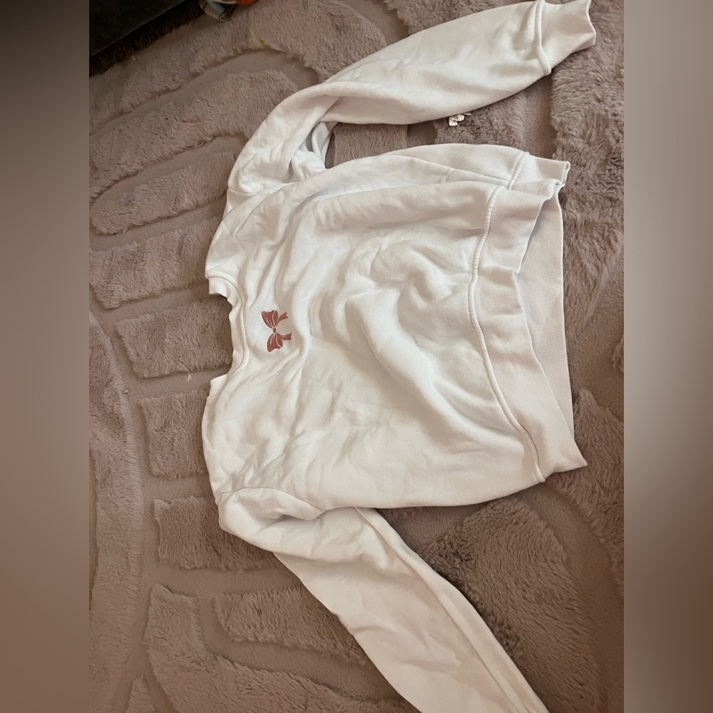White Sweatshirt with Butterfly Embroidery